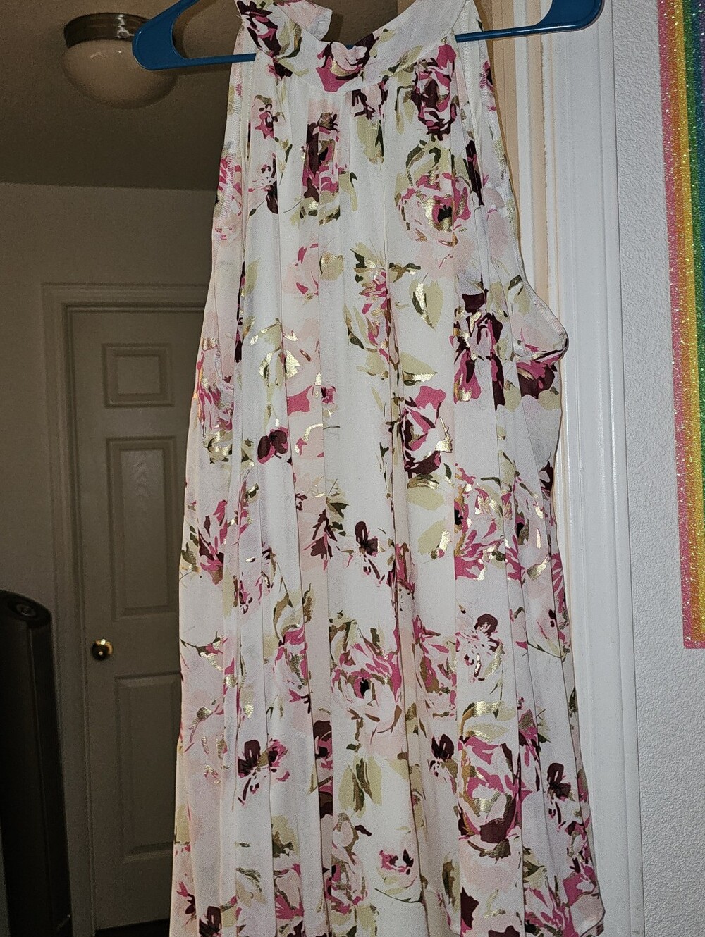 Floral Halter Sundress with Gold Accents